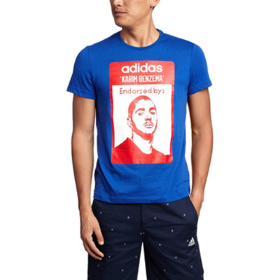 本泽马款！阿迪达斯男式BENZEMA MEN May球员针织短袖T桖