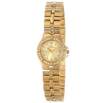 水晶镶嵌！因维克塔 Invicta 0134 野花系列镀金女表