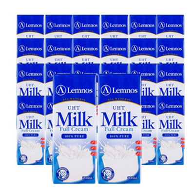 原装进口！Lemnos超高温处理全脂纯牛奶200ml*24