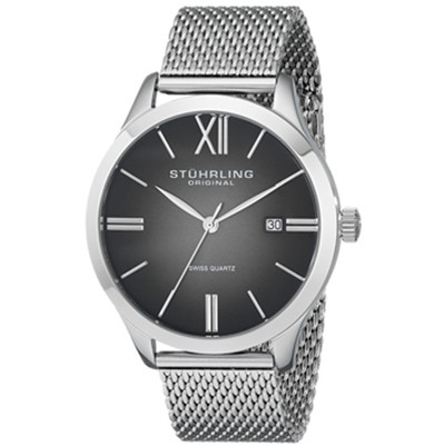 新低！Stuhrling 斯图灵 490M.01 男士银色不锈钢手表