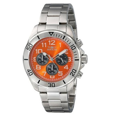 橘色表盘！因维克塔Invicta 18955 男款三眼石英手表
