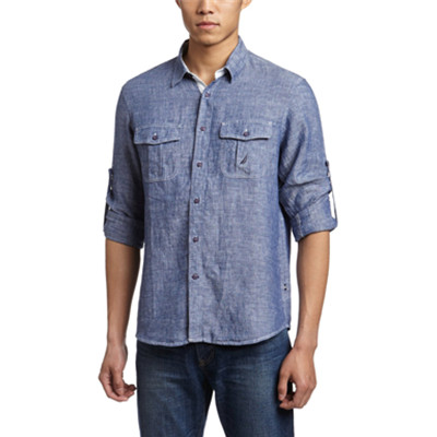 近期好价！Nautica诺帝卡男式长袖休闲衬衫W41227L