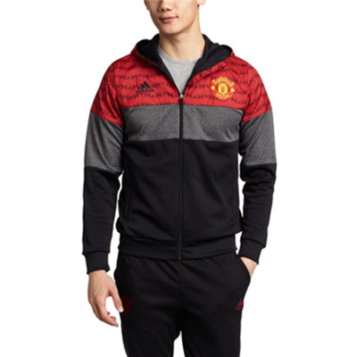 曼联款！阿迪达斯FOOTBALL MUFC男式曼联抓绒连帽夹克