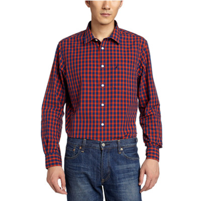 历史好价！Nautica诺帝卡男式长袖休闲衬衫W43109