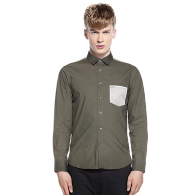 秋季潮流！Trendiano男式拼接长袖衬衫3121013140520