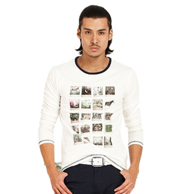 清新时尚！马克华菲男式长袖T恤7151207108001