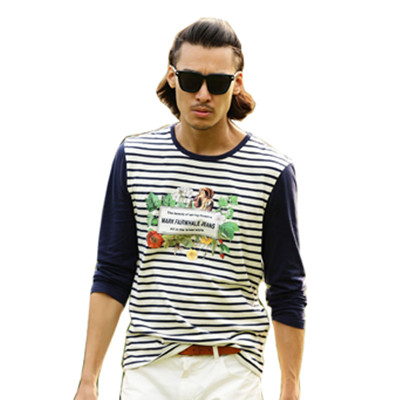 拼接设计！马克华菲男式长袖T恤7151207102047