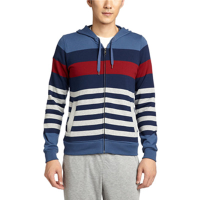 经典条纹！阿迪达斯运动生活STRIPES ZHDY男式连帽针织开衫