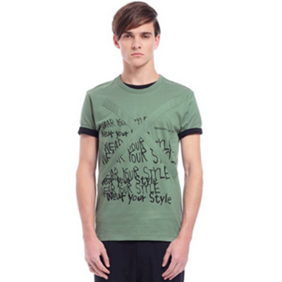 字母拼接！Trendiano 圆领短袖修身T恤 3121022550561