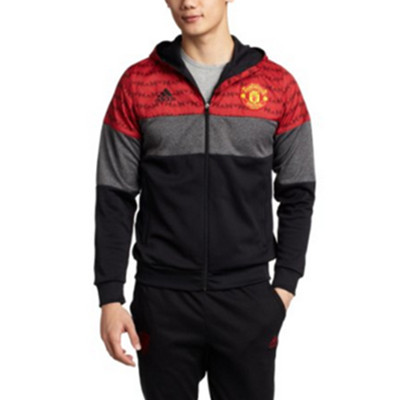 曼联款！阿迪达斯FOOTBALL MUFC男式曼联抓绒连帽夹克