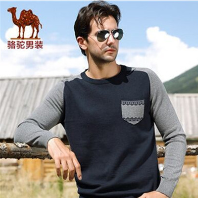 双11钜惠！骆驼 秋 男装衣服套头圆领修身针织衫