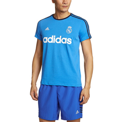 尺码齐全！阿迪达斯FOOTBALL RM男式皇马针织图案短袖