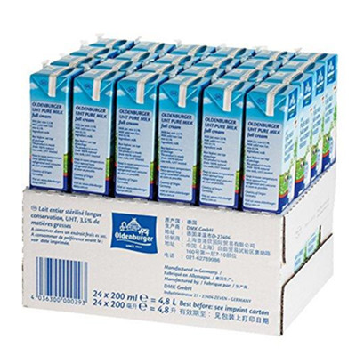 双11好价！德国欧德堡全脂纯牛奶200ml*24盒