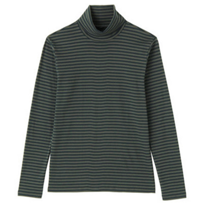 双11预告！MUJI无印良品棉条纹高领长袖衫