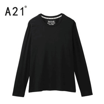 双11钜惠！A21男  修身圆领纯色长袖t恤
