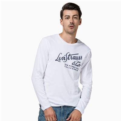双11预告！Levi's李维斯Logo印花白色圆领长袖T恤17848-0018