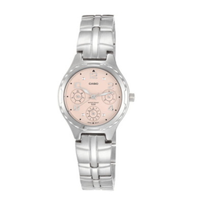 超低价格！卡西欧三眼精钢指针系列女表 LTP-2064A-4AVDF