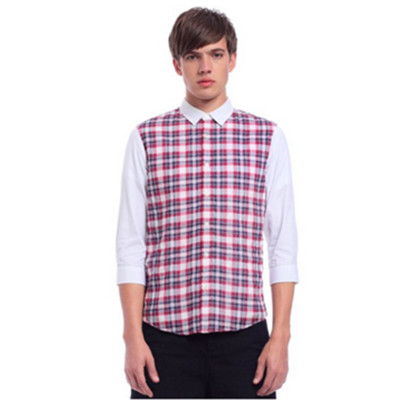 英伦风！Trendiano男式拼接中袖衬衫3121010330917