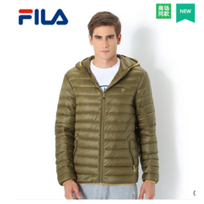 双十一预售！FILA斐乐2015冬季男款上装轻薄保暖连帽羽绒服|25543940