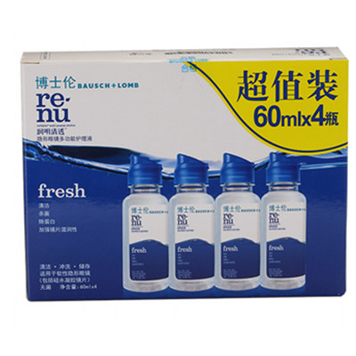 双11好价！博士伦润明清透fresh多功能护理液60ml*4