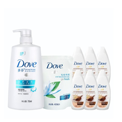 超值套装！Dove 多芬 滋养水润洗发沐浴八合一套装