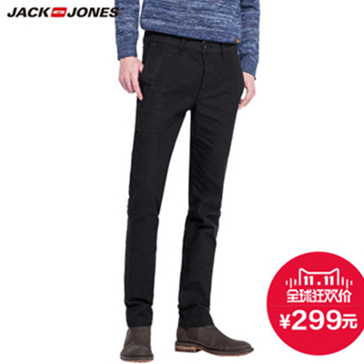 双11好价！杰克琼斯棉质锥腿仿毛呢男士休闲裤O|215114020