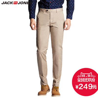 双11好价！杰克琼斯莱卡弹力修身商务休闲裤E|215114015
