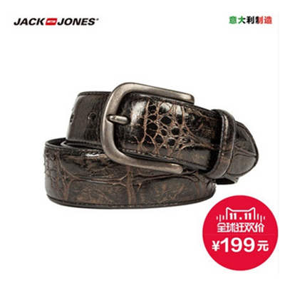 双11预售！杰克琼斯意大利蛇纹男士牛皮皮带|214477001