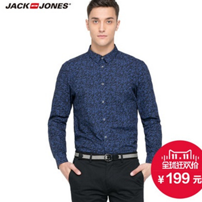 双11预售！杰克琼斯涂鸦印花商务男士衬衫E|215105023