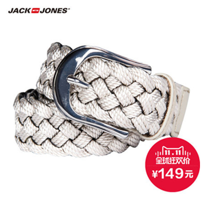 双11好价！杰克琼斯男士牛皮革编织针扣腰带S|214377007