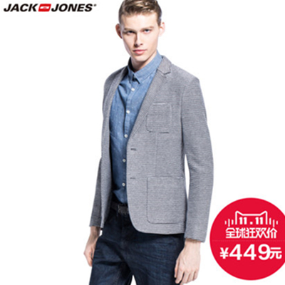 双11好价！杰克琼斯超修身男士针织西装E|215108009