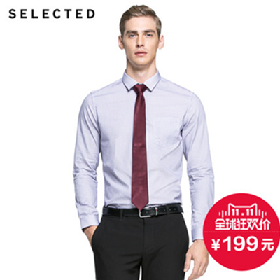 双11好价！SELECTED思莱德棉几何印花男合体衬衫T|415405039
