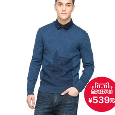 双11好价！杰克琼斯纯羊毛男士针织衫毛衣S|215424005