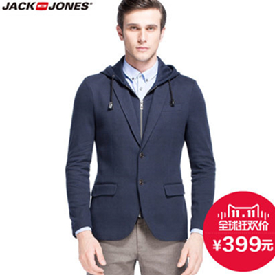 双11好价！杰克琼斯男士棉质针织修身西装E|214308005
