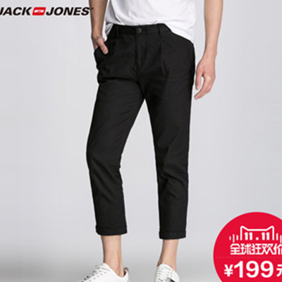 双11好价！杰克琼斯男士商务休闲9分裤E|215114041