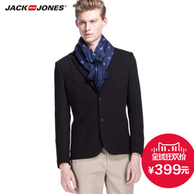 双11好价！杰克琼斯男士楼梯纹修身西装E|215108010