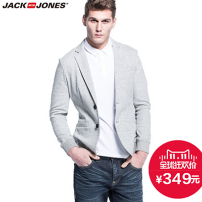 双11好价！杰克琼斯男士修身针织休闲西装C|215108005