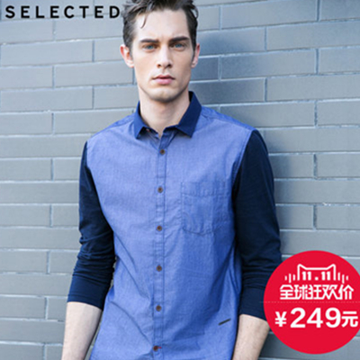 双11好价！SELECTED思莱德针织袖修身男衬衫F|414305027