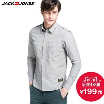 双11好价！杰克琼斯纯棉夹克式男士休闲衬衫O|214305013