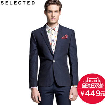 双11好价！SELECTED思莱德含亚麻修身男西服F|415108012
