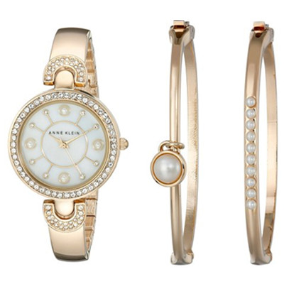 用码好价！Anne Klein AK/1960GBST 女士手表手镯套装