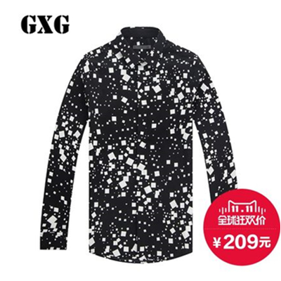 双11好价！GXG男装 男士时尚黑色斯文长袖衬衫#51103412