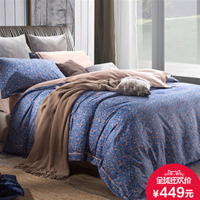 双11好价！兰叙 60支纯棉贡缎印花四件套 1.5m/1.8m/2.0m