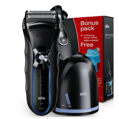 好价！德国博朗350CC-4电动剃须刀送清洁中心清洁液2盒 礼品装