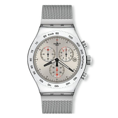 好价！ Swatch斯沃琪金属系列石英男表银色魅力YVS405G