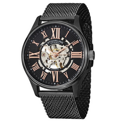 黑五血拼季！施图霖Stuhrling 经典Atrium Elite黑色机械手表