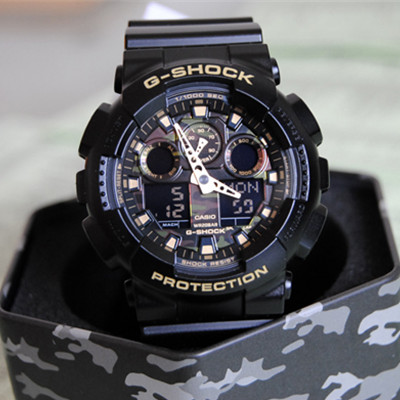 黑五血拼季！Casio卡西欧G-Shock GA100CF-1A黑色迷彩男式手表