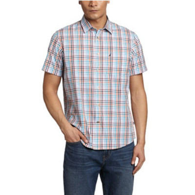 全网好价！诺帝卡男式WTW短袖休闲格纹衬衫W41981S