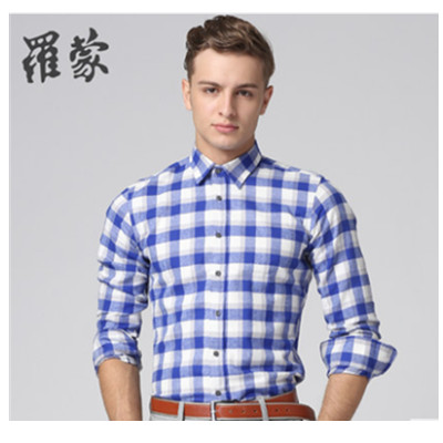 好价！罗蒙男士纯棉格子衬衣