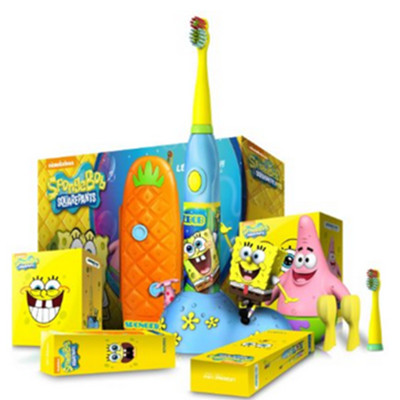近期好价！力博得 海绵宝宝系列电动牙刷套装(蓝色 干电池款)